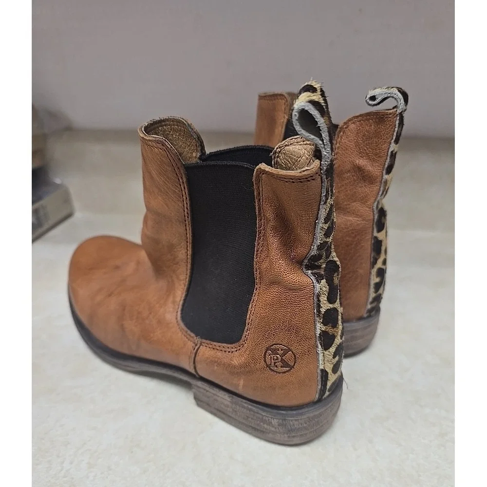 Post XChange Stiefelette Brown Leather Pull On Chelsea Boots Womans Size 37‎